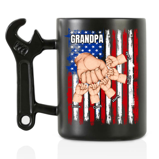 Fist Bump With Grandpa – Personalized Custom Wrench Handle Mug