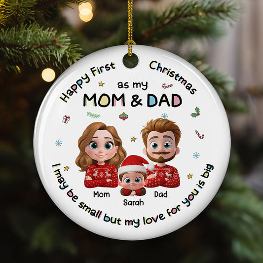 First Christmas With Mom And Dad - Personalized Custom Ceramic Ornament