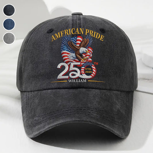 America Pride - Personalized Custom Vintage Washed Denim Cap