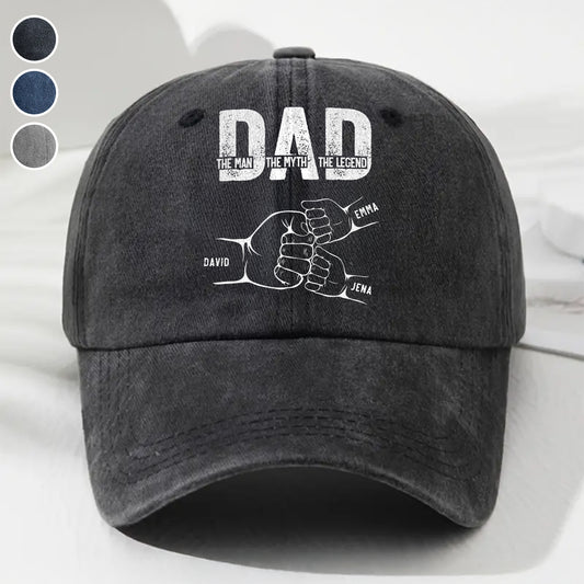 Dad The Man The Myth The Legend - Personalized Custom Vintage Washed Denim Cap