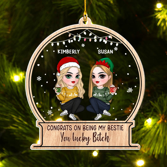 Christmas Congrats On Being My Bestie Sister Coworker - Personalized Custom Acrylic Ornament