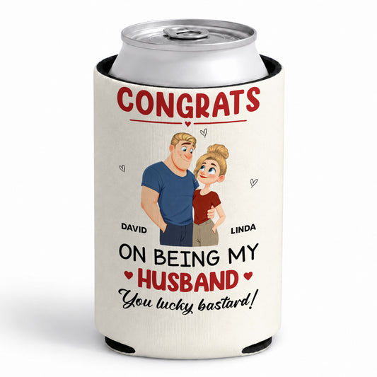 Congrats On Being My Husband - Personalized Custom Skinny Can Cooler