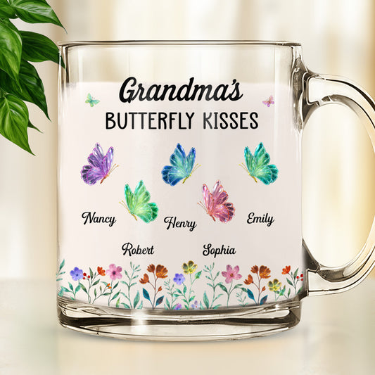 Grandma Kisses - Personalized Custom Glass Mug