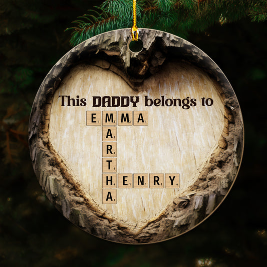 This Dad Belong To Crossword Art - Personalized Custom Wood Ornament