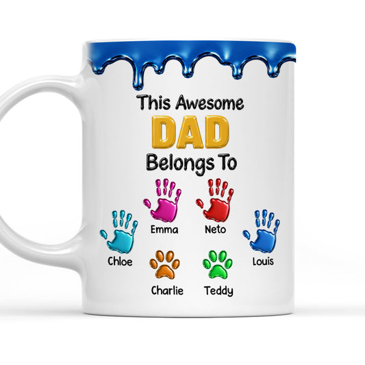 This Awesome Dad Belongs To Us - Personalized Custom 3D Inflated Effect Mug