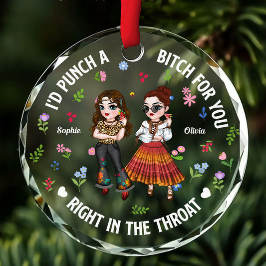 Right In The Throat Bestie - Personalized Custom Glass Ornament