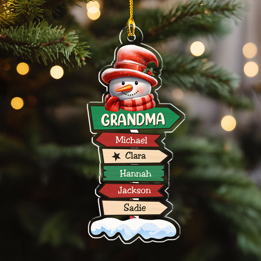 Grandma Pole Sign Christmas - Personalized Custom Acrylic Ornament