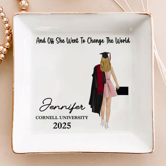 She Went To Change The World - Personalized Custom Jewelry Dish