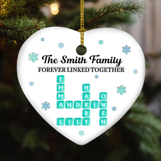 Family Name Crosswords Sea Glass - Personalized Custom 3D Inflated Effect Ceramic Ornament