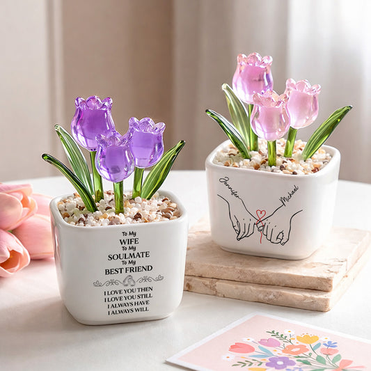 To My Wife Soulmate Best Friend - Personalized Custom Glass Everlasting Tulips