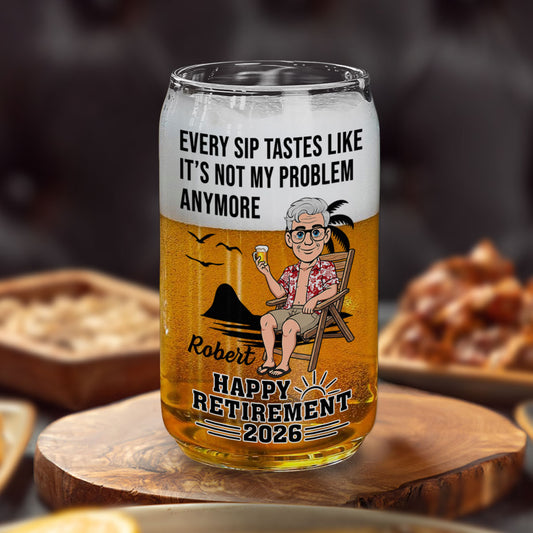 Goodbye Stress Hello Beer - Personalized Custom Beer Can Glass