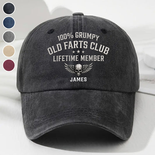 Old Farts Club Member - Personalized Custom Vintage Washed Denim Cap