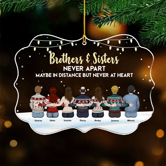 Family Never Apart In Heart - Personalized Custom Acrylic Ornament