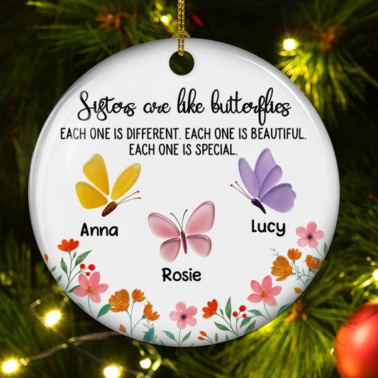 Twinkling Butterflies - Personalized Custom 3D Effect Heart Ceramic Ornament
