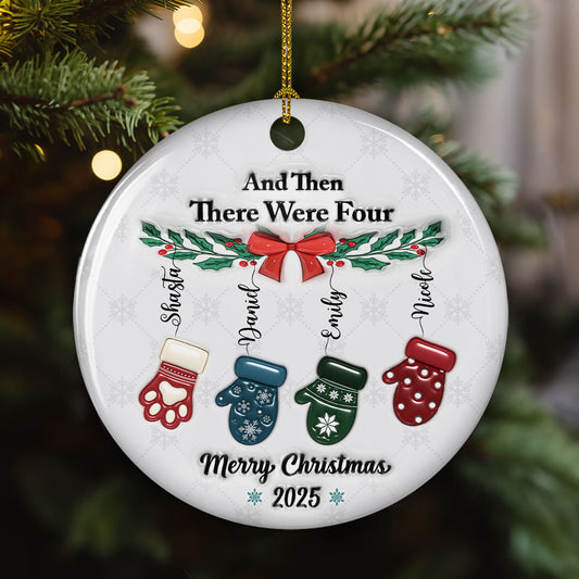 Ceramic Cozy Christmas Family - Personalized Custom 3D Inflated Effect Ceramic Ornament
