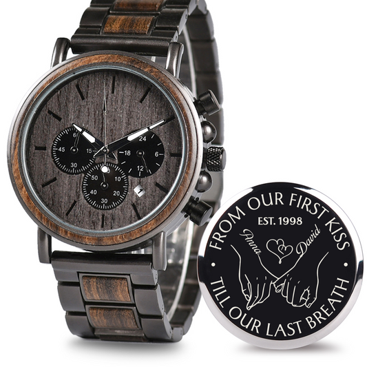 From Our First Kiss Till Our Last Breath - Personalized Engraved Wooden Watches GQ026