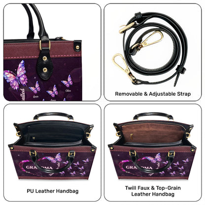 Blessed Grandma Butterfly - Personalized Custom Leather Bag