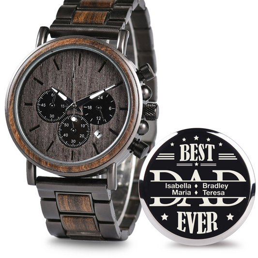 Best Dad Ever - Personalized Engraved Wooden Watches GQ026