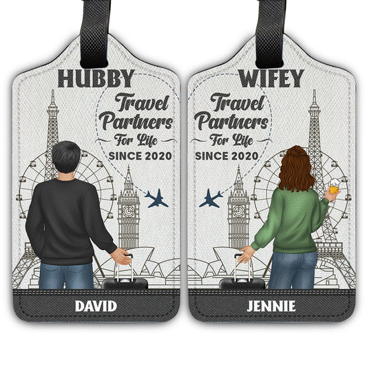 Traveling Couple - Gift For Traveling Lovers - Personalized Luggage Tag