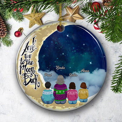 Love To The Moon And Back - Personalized Custom Circle Ceramic Christmas Ornament