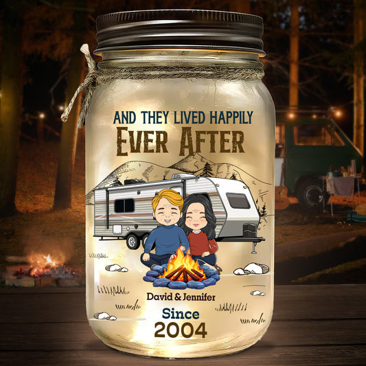 And They Lived Happily Ever After - Personalized Custom Mason Jar Light
