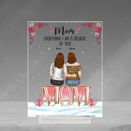 Mother And Daughters Forever Linked Together - Personalized Custom Acrylic Plaque With Base