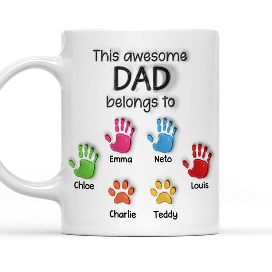 This Awesome Dad Grandpa Belongs To - Personalized Custom 3D Inflated Effect Mug