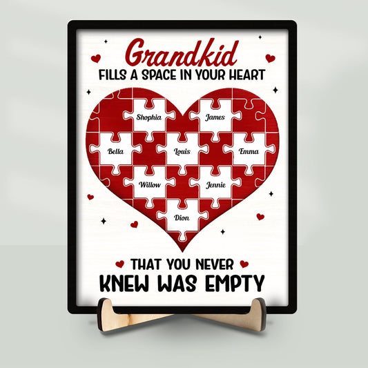 Grandkids Fill A Space In Your Heart - Personalized Wooden Plaque