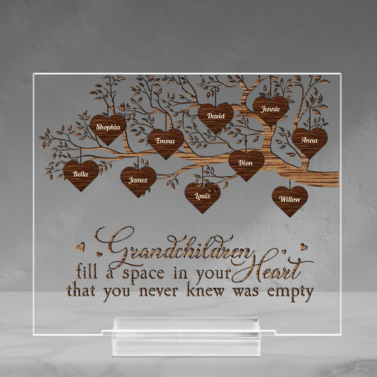 Grandchildren Fill A Space - Personalized Custom Acrylic Plaque With Base
