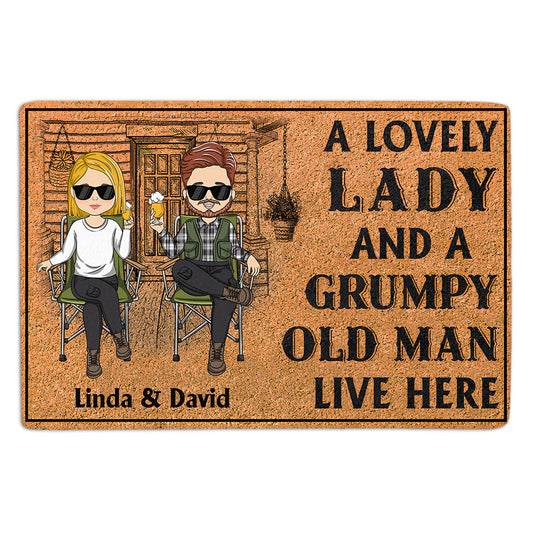 A Lovely Lady And A Grumpy Man - Personalized Custom Doormat