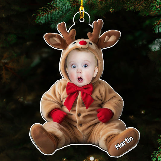 Baby Reindeer Custom Photo - Personalized Custom Acrylic Ornament