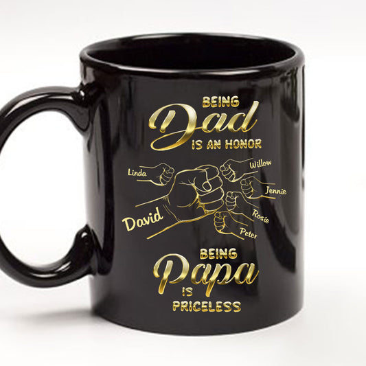 Being Dad And Papa - Personalized Custom Coffee Mug