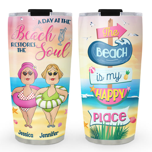 A Day At The Beach - Personalized Custom Tumbler