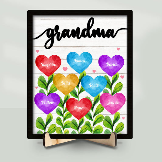 Grandma Mom Heart - Personalized Wooden Plaque