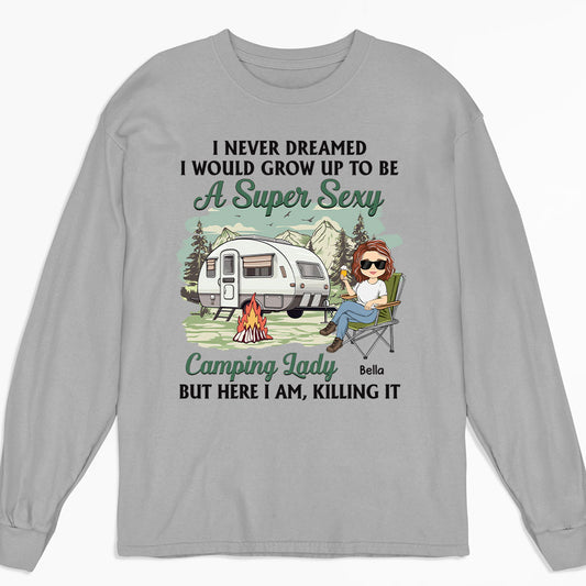 Camping Lady 3 - Personalized Custom Long Sleeve T-shirt