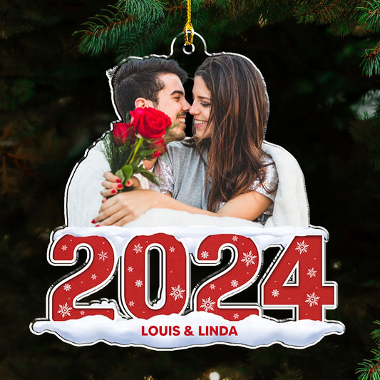 Custom Photo Couple 2024 - Personalized Custom Acrylic Ornament