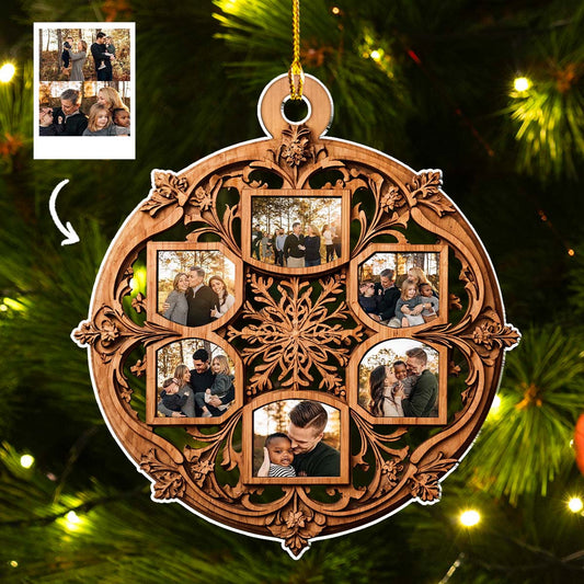 Beautiful Snowflake Photo Family - Personalized Custom Acrylic Ornament