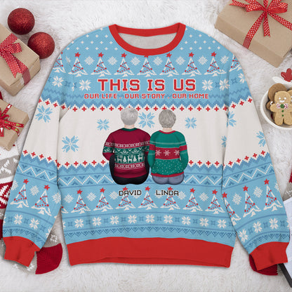 Family In Snow - Personalized Custom All-Over-Print Sweatshirt