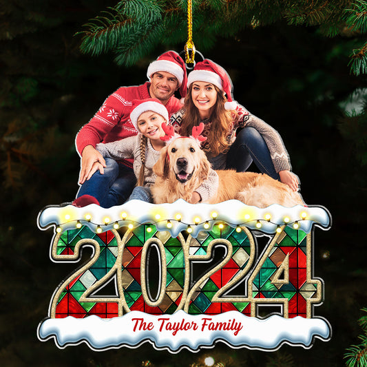 Merry Christmas Custom Photo Family - Personalized Custom Acrylic Ornament
