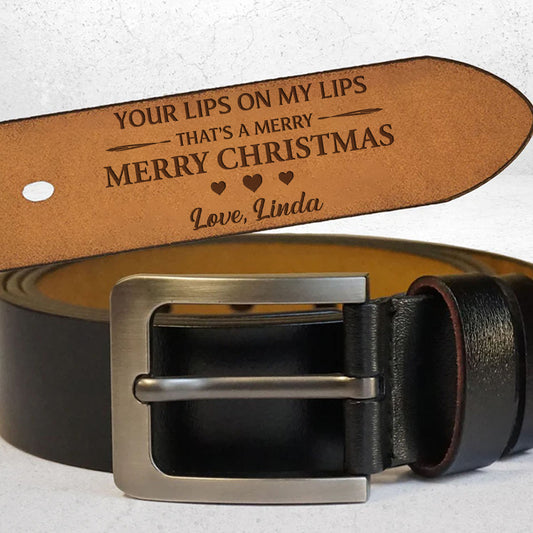 Merry Christmas - Personalized Engraved Leather Belt