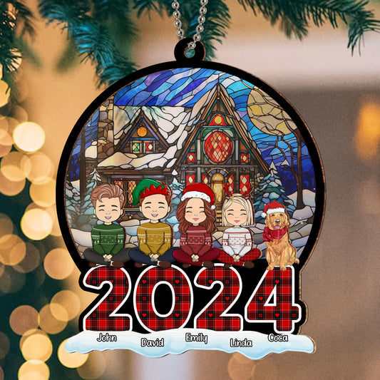 Christmas Is A Time For Family - Personalized Custom Suncatcher Ornament