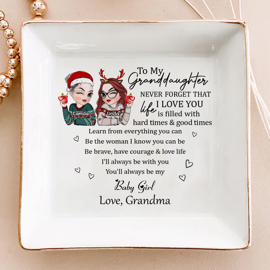 Granddaughter Never Forget - Personalized Custom Jewelry Dish