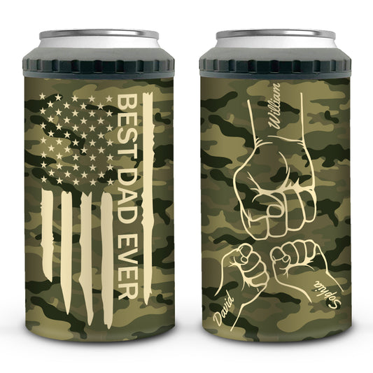 Best Dad Ever Fist Bump - Personalized Custom Can Cooler Tumbler