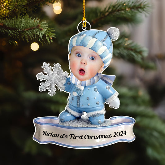 Baby First Christmas Custom Photo - Personalized Custom Acrylic Ornament