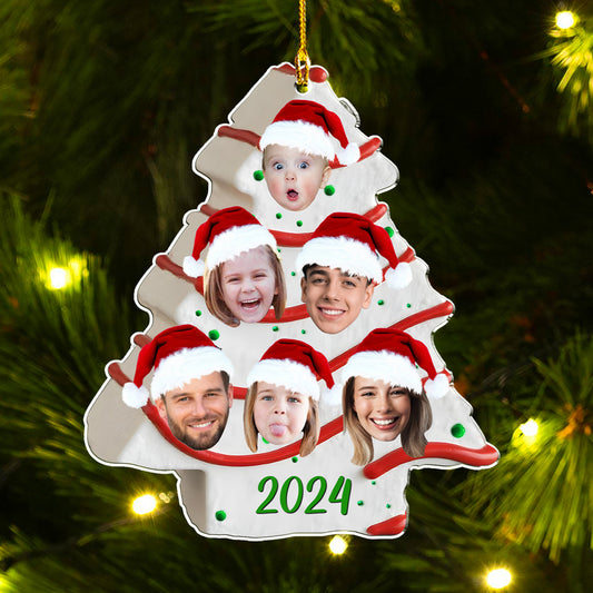 Christmas Tree Cake Photo Family - Personalized Custom Acrylic Ornament