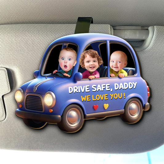 We Love You And Waiting You At Home Dad - Personalized Custom Car Visor Clip