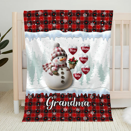 Snowman Grandma - Personalized Custom Fleece Blanket