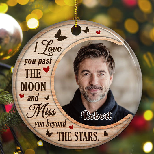 Past The Moon - Personalized Custom Circle Ceramic Christmas Ornament