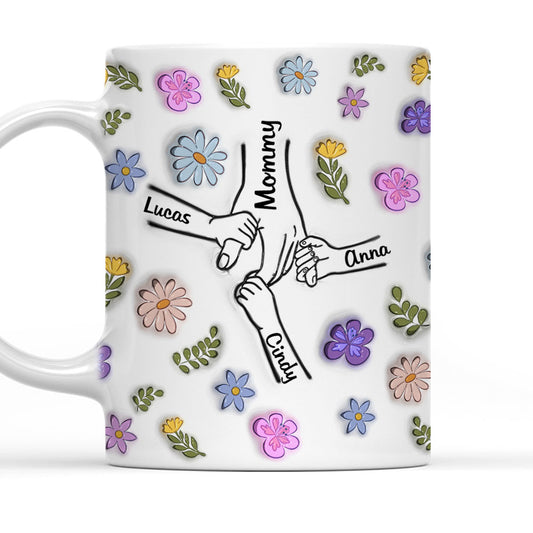 Mom You Hold My Hand And My Heart - Personalized 3D Inflated Effect Mug