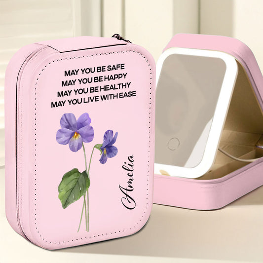 May I Live With Ease - Personalized Custom Jewelry Box With LED Mirror